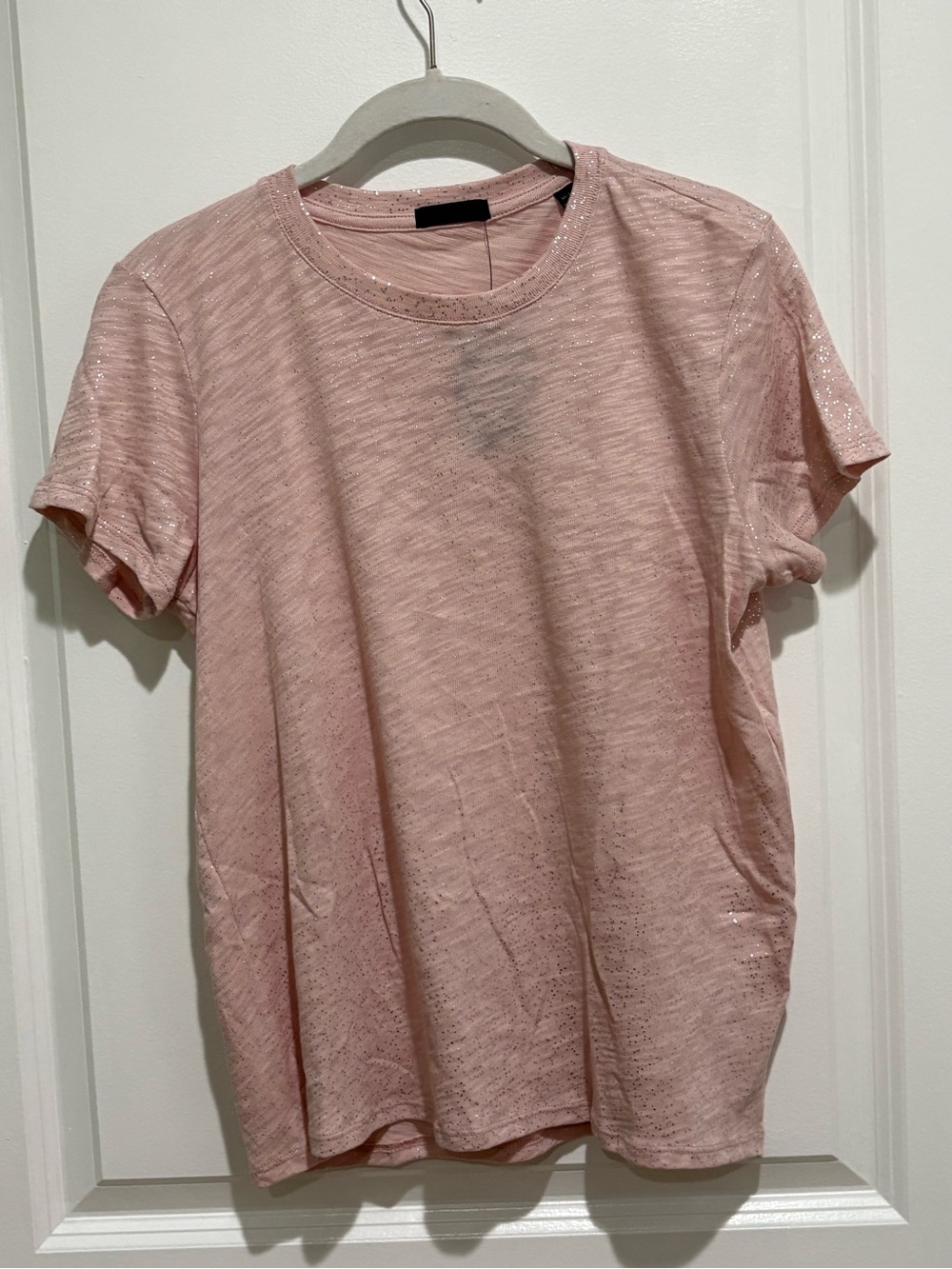 ATM Anthony Thomas Melillo Blush Pink Metallic Glitter Shimmer Short-Sleeve Tee